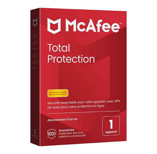 McAfee® Total Protection, Antivirus et sécurité Internet - 1 appareil - Abonnement 1 an